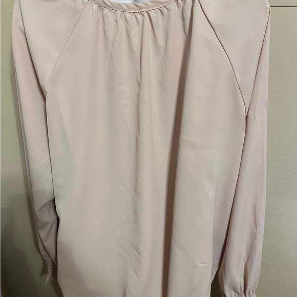 NWOT-Elegant Soft Blush Pink V Neck Raglan Sleeve Blouse - Picture 6 of 8
